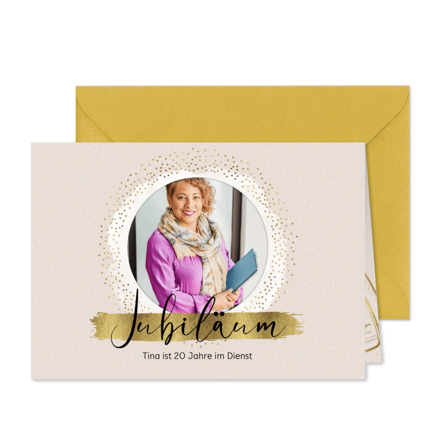Dienstjubiläum Einladung mit Foto und Sektflaschen - Karteneindruck
