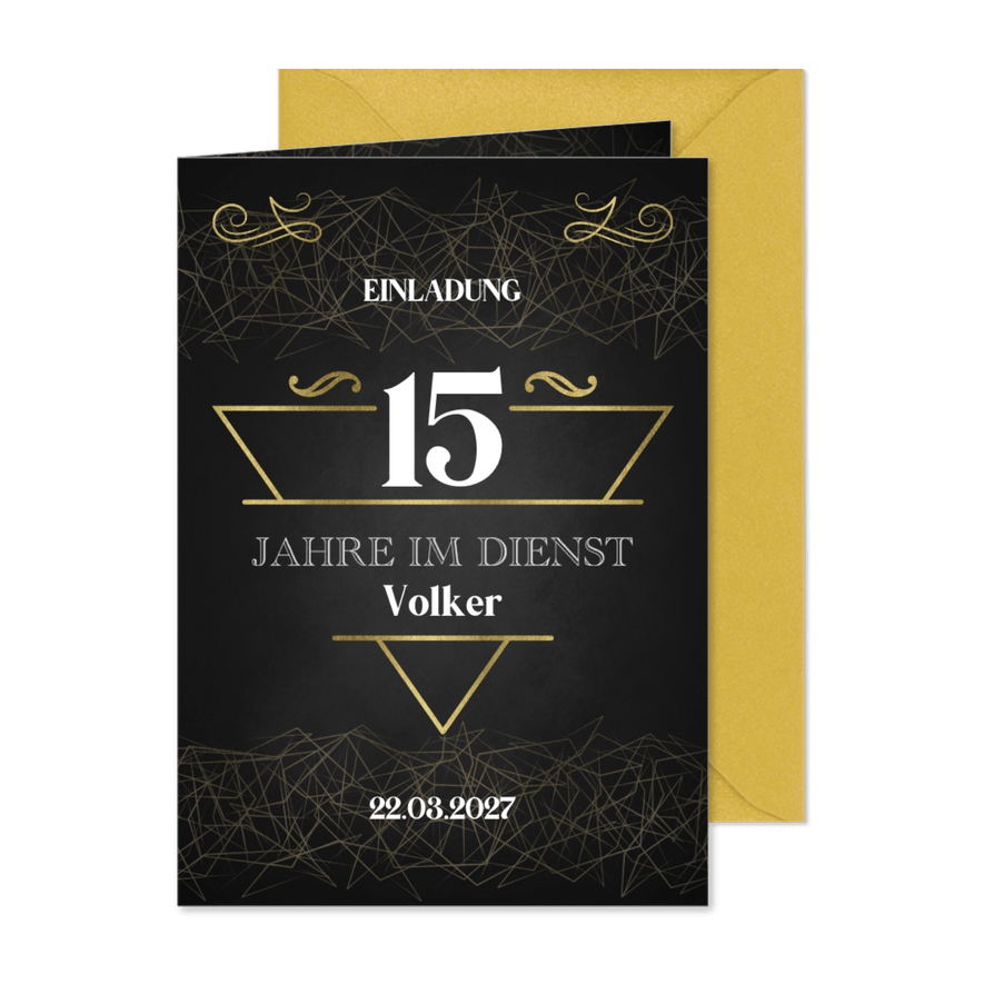 Dienstjubiläum Einladung Party Dunkler Look - Kartenvorschau

