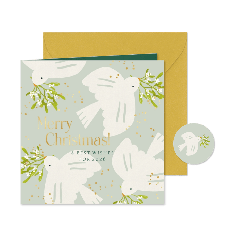 Edle Weihnachtskarte Friedenstauben  - Karteneindruck
