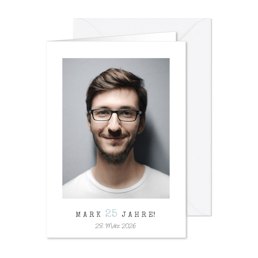 Einfache Fotokarte Einladung 25. Geburtstag  - Karteneindruck
