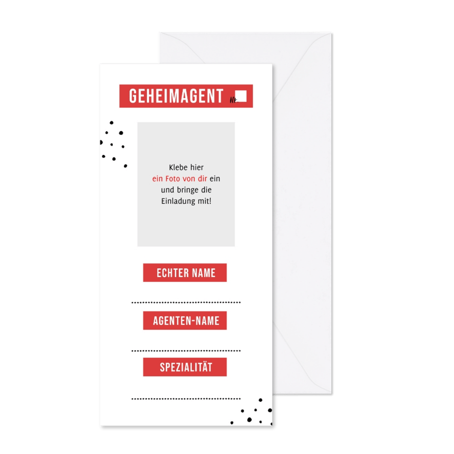 Einladung 10. Kindergeburtstag Geheimagenten - Karteneindruck
