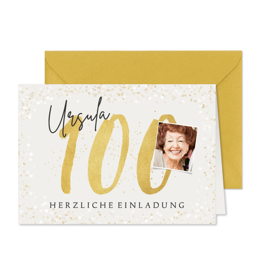 Einladung 100. Geburtstag eigenes Foto - Kartenvorschau