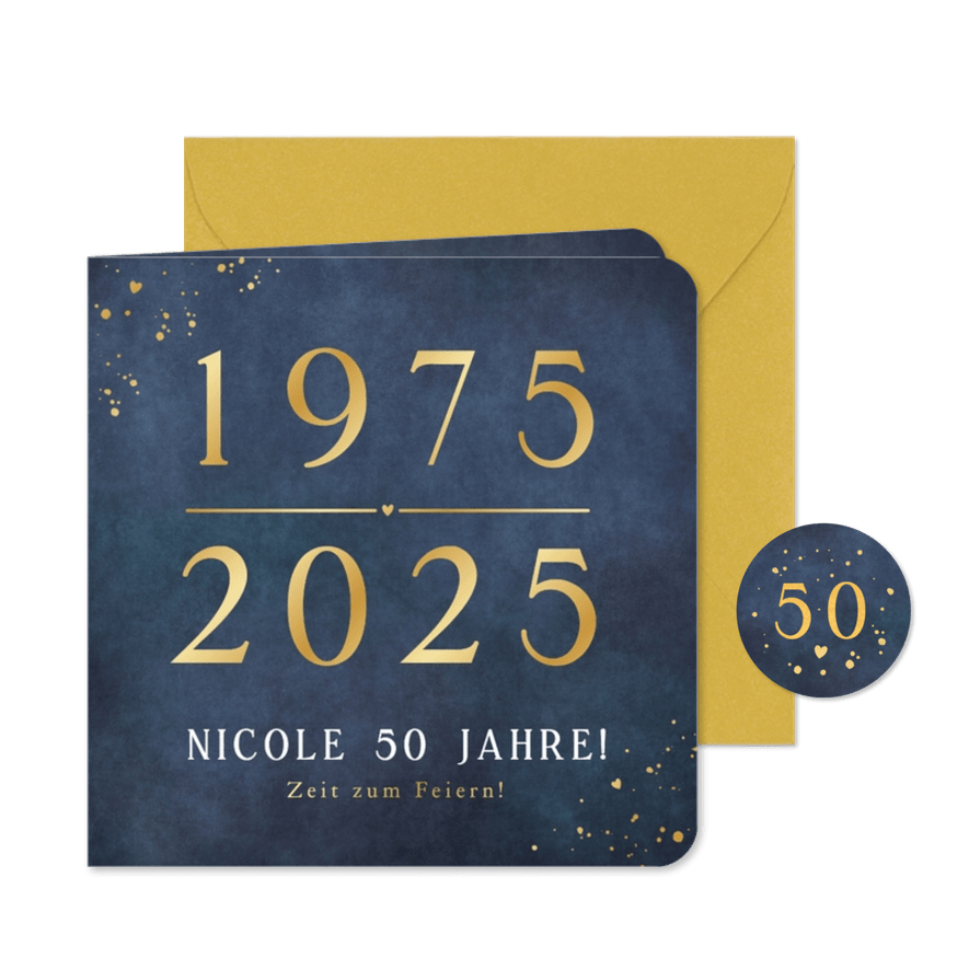 Einladung 50. Geburtstag 1975-2025 - Karteneindruck
