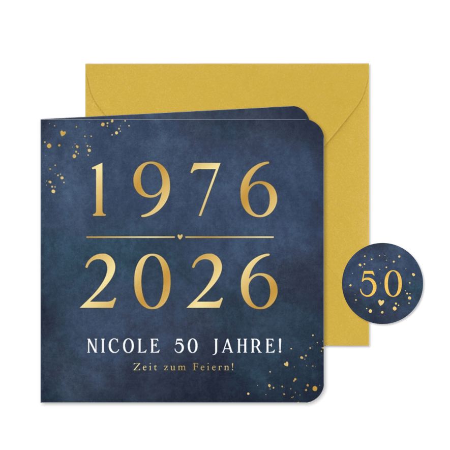 Einladung 50. Geburtstag 1976-2026 - Karteneindruck
