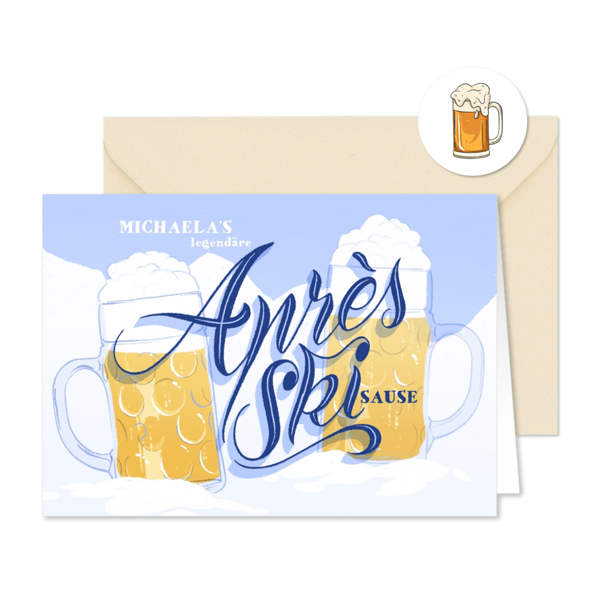 Einladung Après-Ski Feier mit Hand-Lettering - Karteneindruck