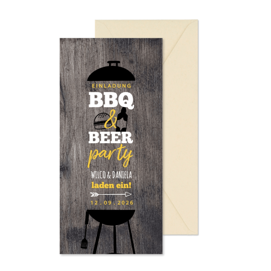 Einladung BBQ & BEER Party - Karteneindruck

