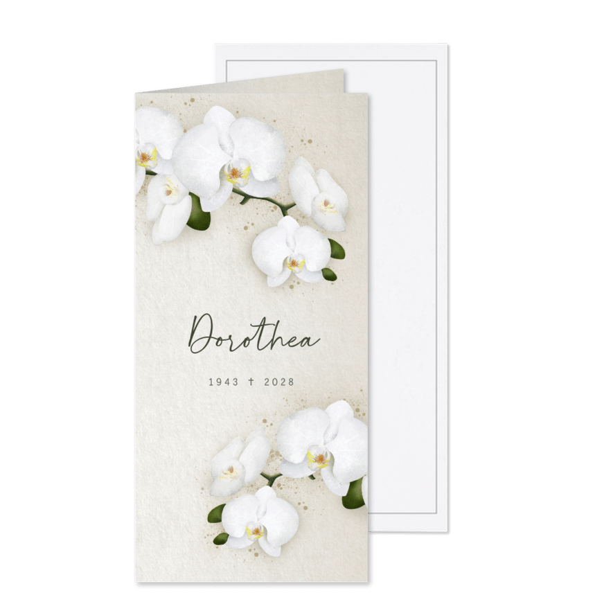 Einladung Beerdigung weiße Orchideen - Karteneindruck
