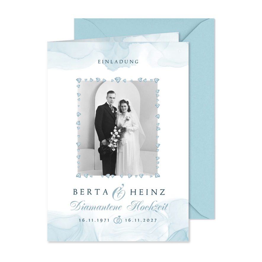 Einladung Diamantene Hochzeit mit Foto - Karteneindruck