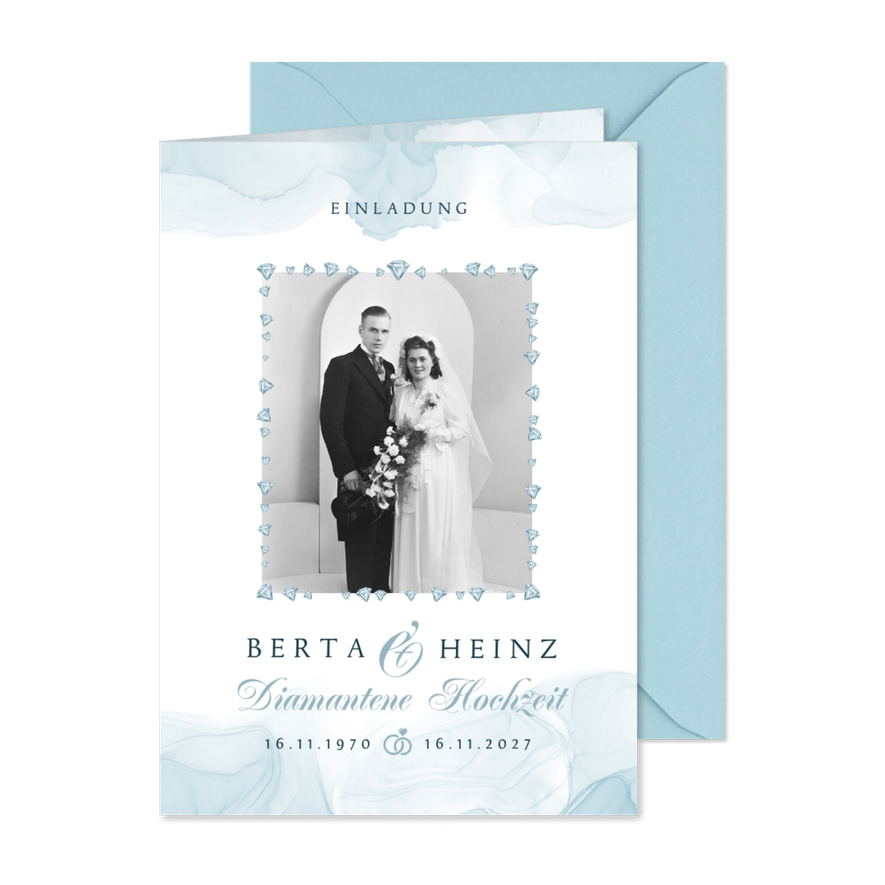 Einladung Diamantene Hochzeit mit Foto - Karteneindruck
