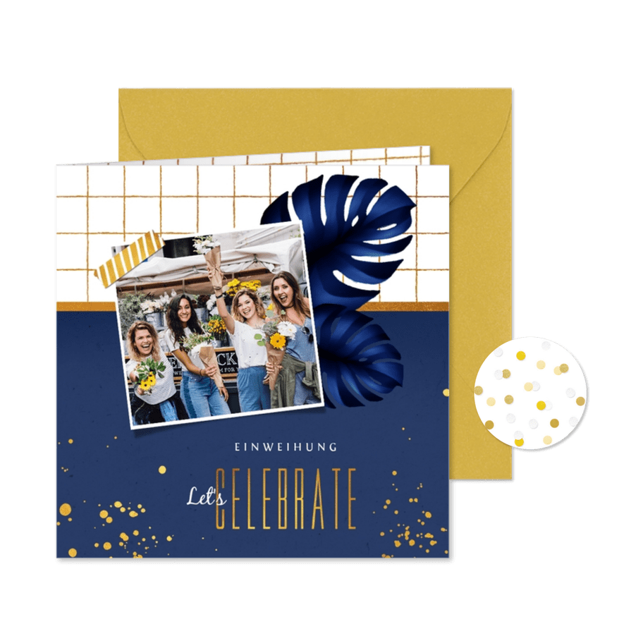 Einladung Einweihungsfest Foto dunkelblau - Karteneindruck
