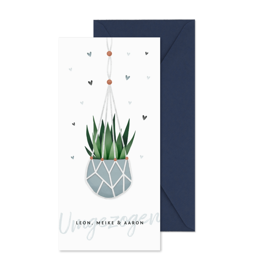 Einladung Einweihungsparty Pflanze und Herzen - Karteneindruck
