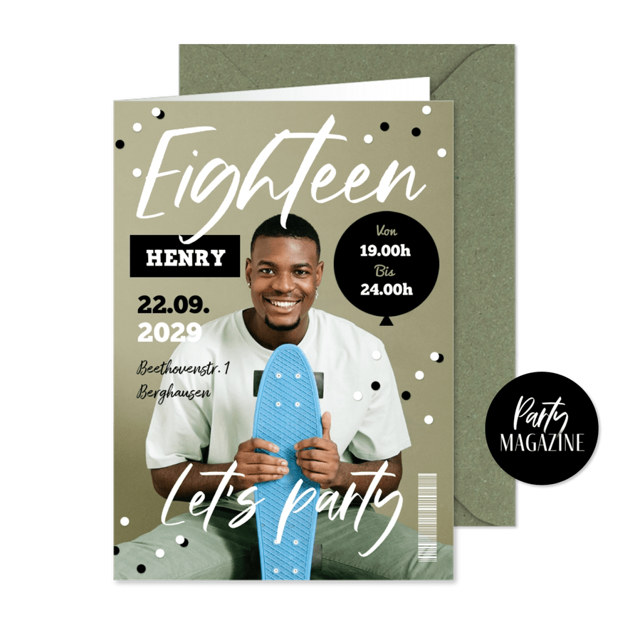 Einladung Foto 18. Geburtstag Magazine 'Eighteen' - Karteneindruck