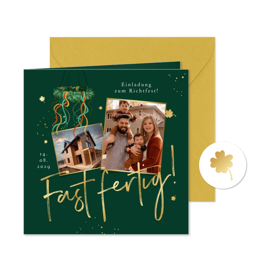 Einladung Fotos Richtfest 'Fast fertig' - Karteneindruck