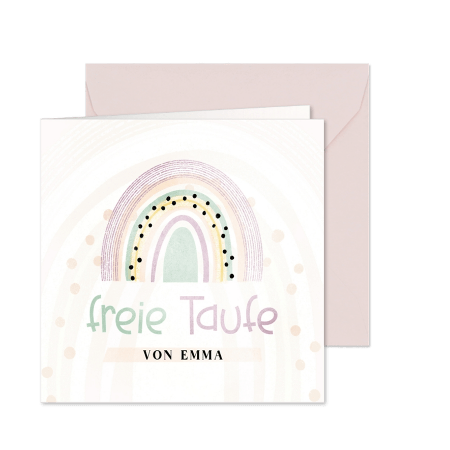 Einladung freie Taufe Regenbogen - Karteneindruck