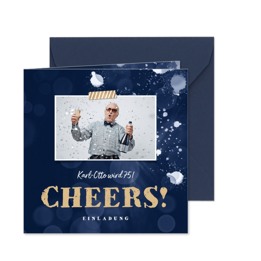 Einladung Geburtstag Cheers mit Foto - Karteneindruck