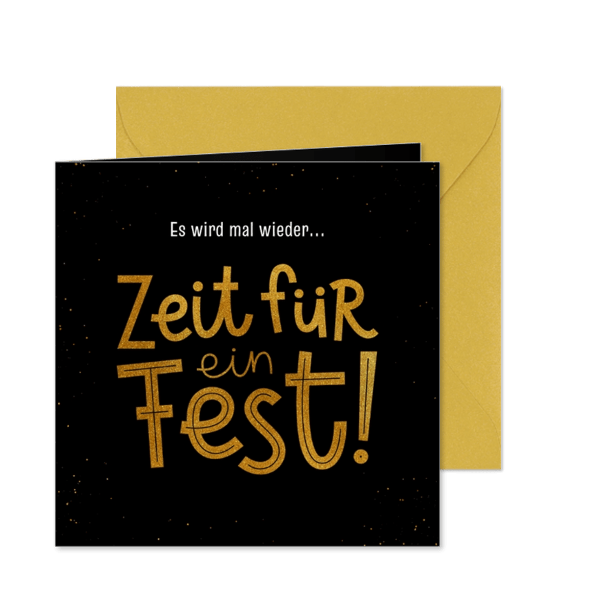 Einladung Geburtstag Lettering 'Zeit für ein Fest' - Karteneindruck