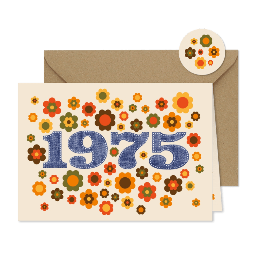 Einladung Geburtstag Seventies 1975 - Karteneindruck
