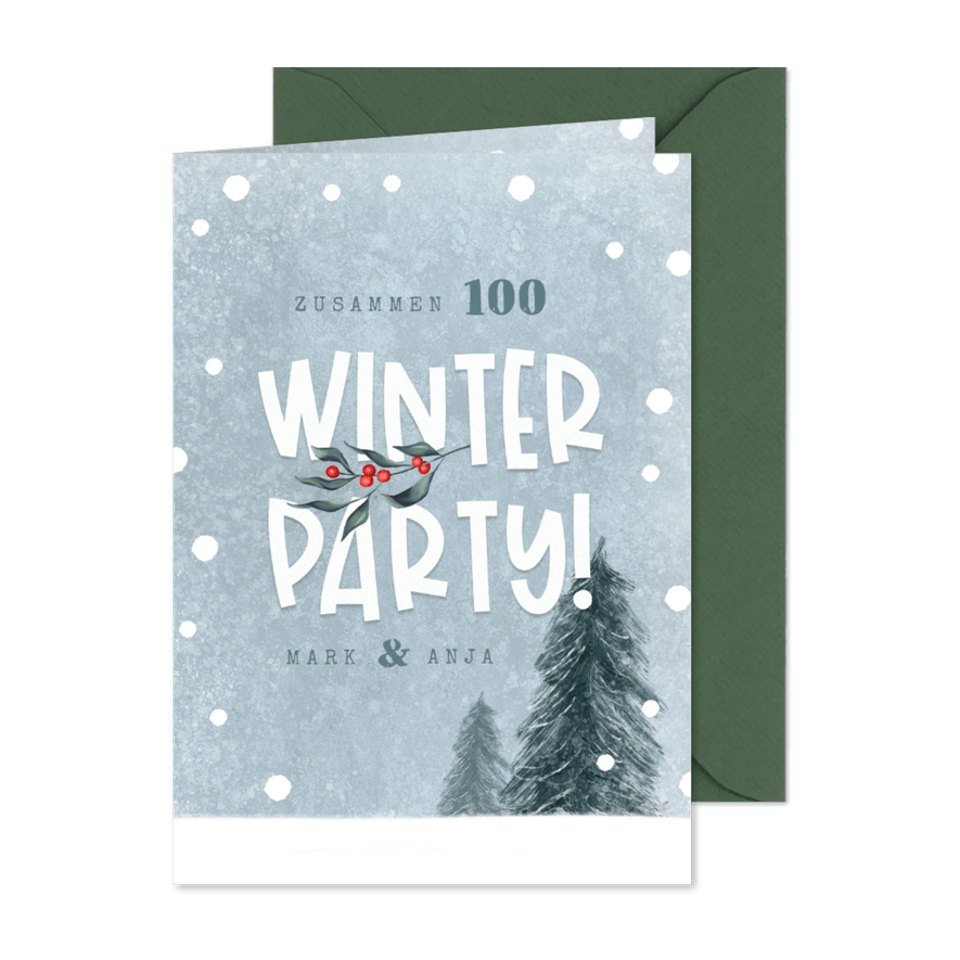 Einladung Geburtstag Winterparty - Karteneindruck