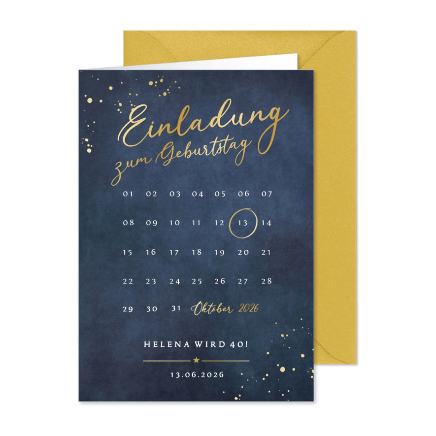Einladung Geburtstagsfeier Kalender  - Kartenvorschau
