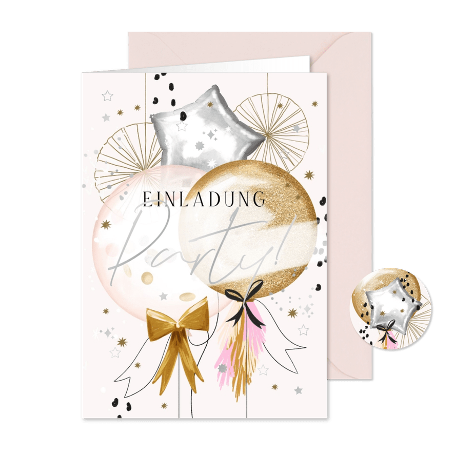 Einladung Geburtstagsparty mit Silberdruck - Karteneindruck
