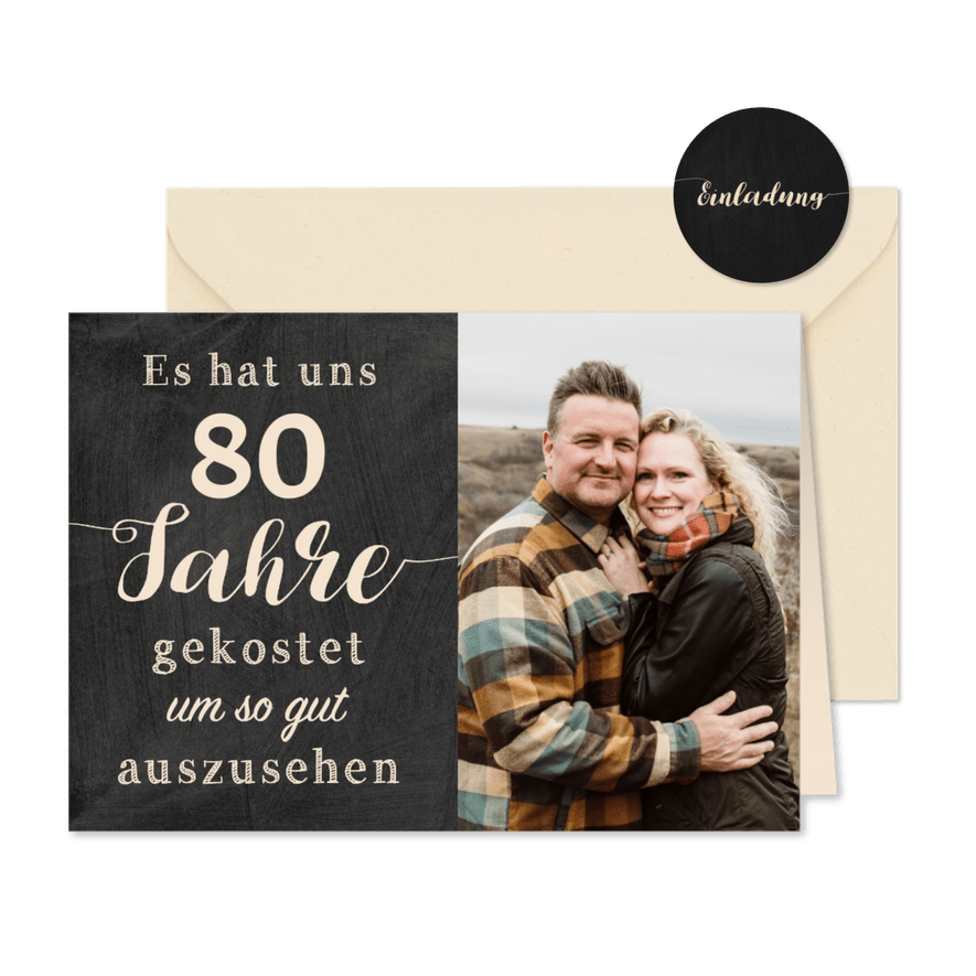 Einladung Gemeinsam Gut aussehen 80 - Karteneindruck
