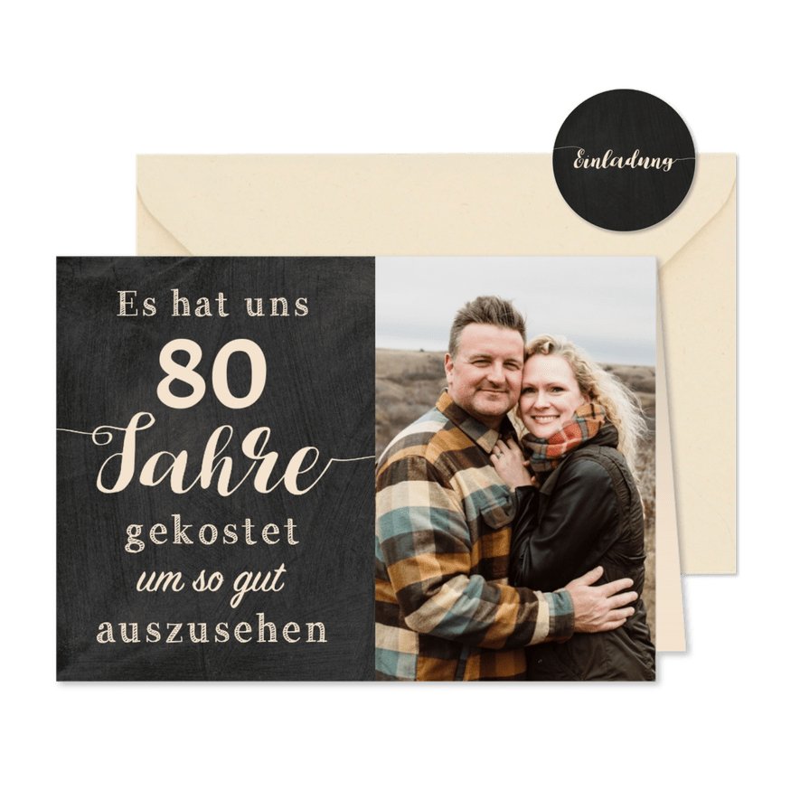 Einladung Gemeinsam Gut aussehen 80 - Karteneindruck