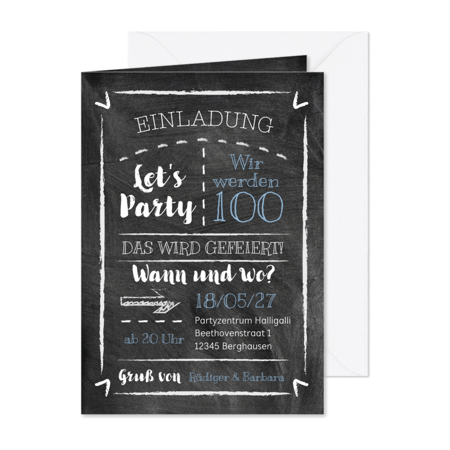 Einladung Gemeinsame Kreide-Party - Karteneindruck
