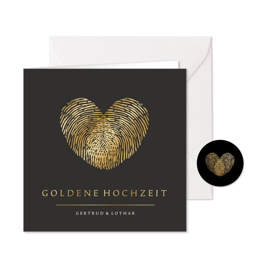 Einladung Goldene Hochzeit Fingerabdrücke - Karteneindruck
