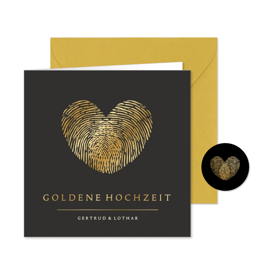 Einladung Goldene Hochzeit Fingerabdrücke - Karteneindruck