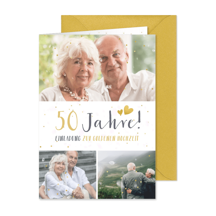Einladung Goldene Hochzeit Fotocollage - Karteneindruck
