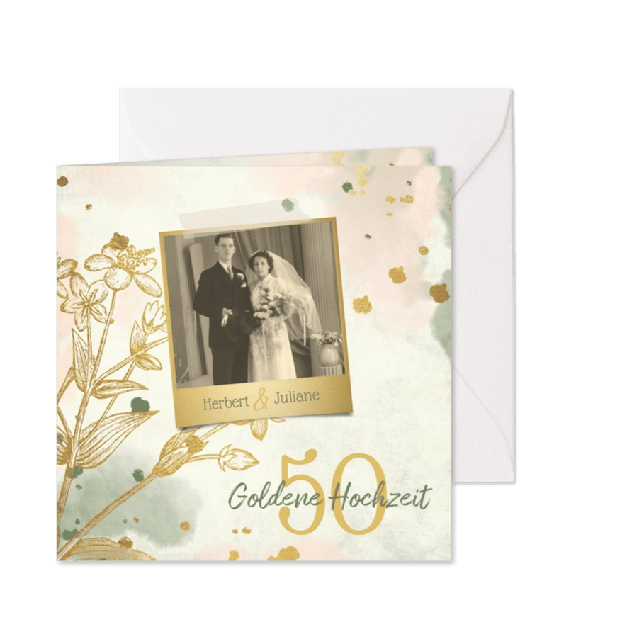 Einladung Goldene Hochzeit Retrolook Foto - Karteneindruck
