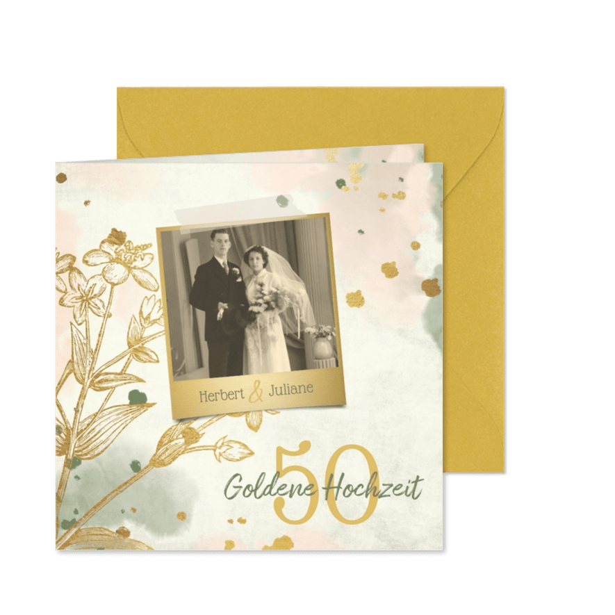 Einladung Goldene Hochzeit Retrolook Foto - Karteneindruck