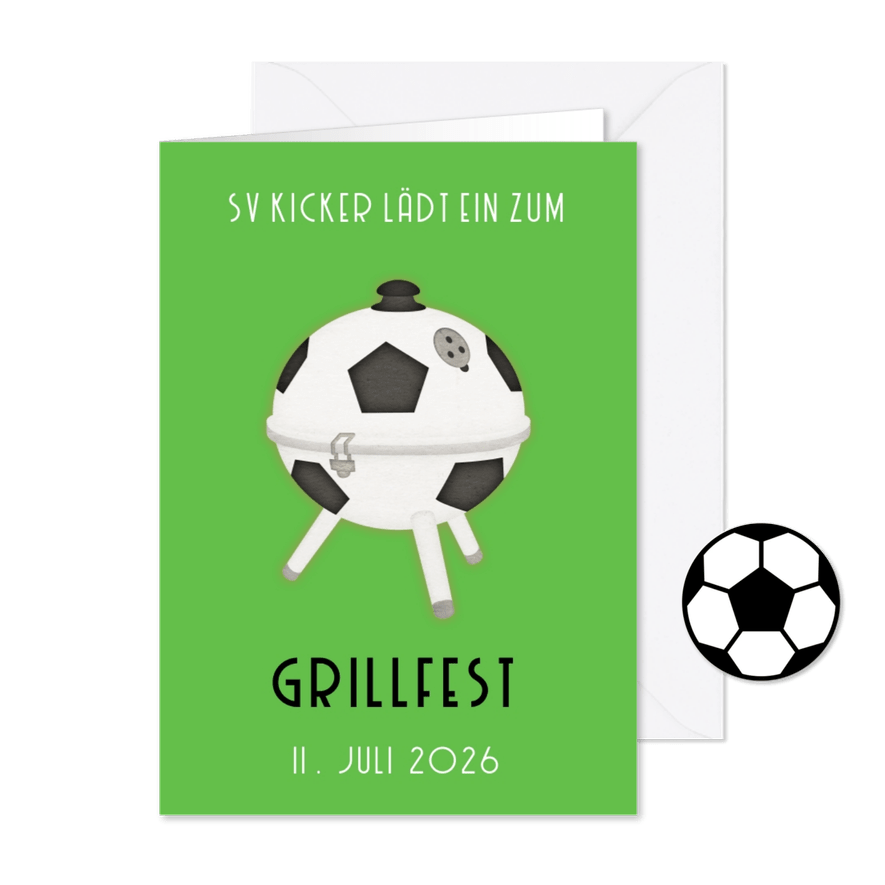 Einladung Grillfest Fußball - Karteneindruck