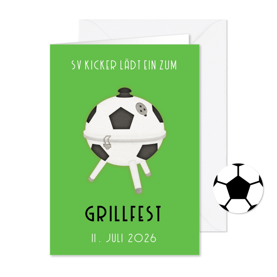 Einladung Grillfest Fußball - Karteneindruck
