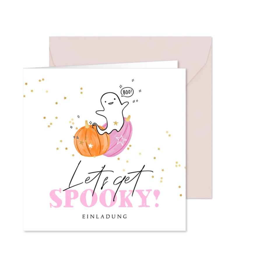 Einladung Halloween-Kindergeburtstag kleines Gespenst - Karteneindruck
