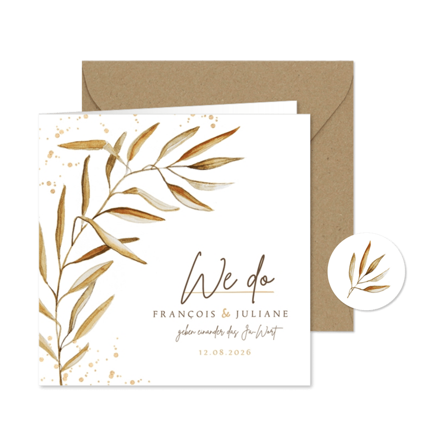 Einladung Hochzeit feine Zweige - Karteneindruck
