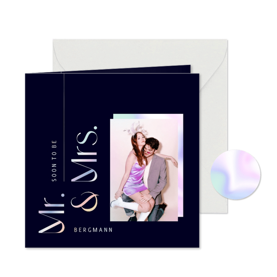 Einladung Hochzeit Foto & holografischer Schriftzug - Karteneindruck