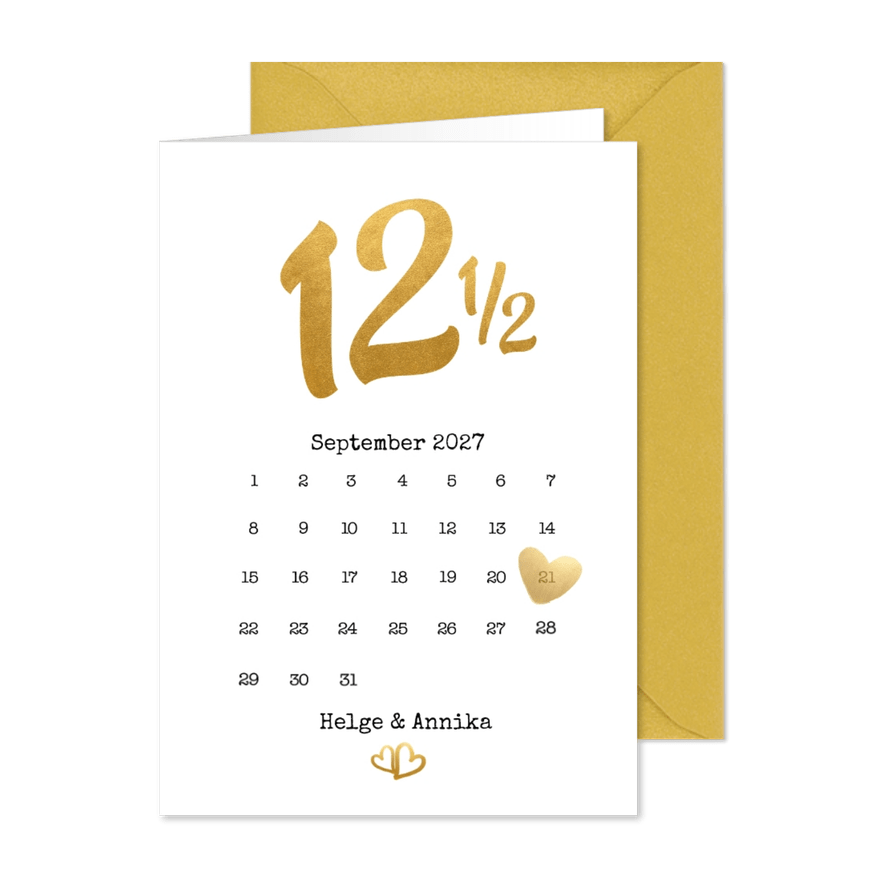 Einladung Hochzeitsjubiläum 12,5 Jahre Kalender - Karteneindruck
