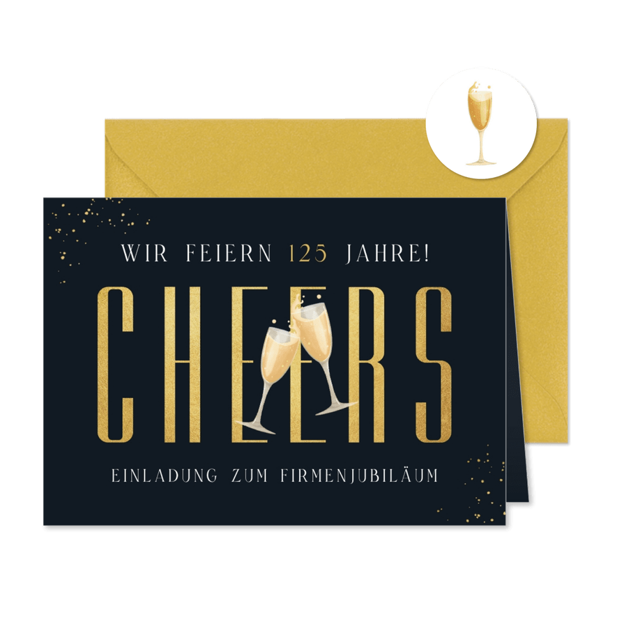 Einladung Jubiläum Firma 'Cheers' 125 Jahre - Karteneindruck
