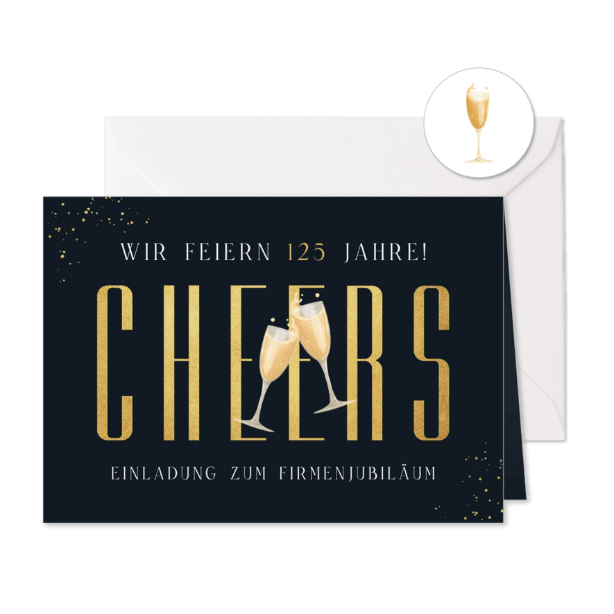 Einladung Jubiläum Firma 'Cheers' 125 Jahre - Karteneindruck
