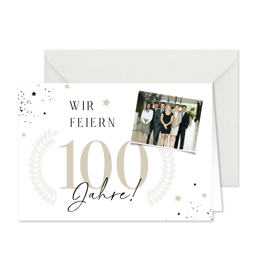 Einladung Jubiläumsfeier Firma 100 Jahre mit Foto - Karteneindruck

