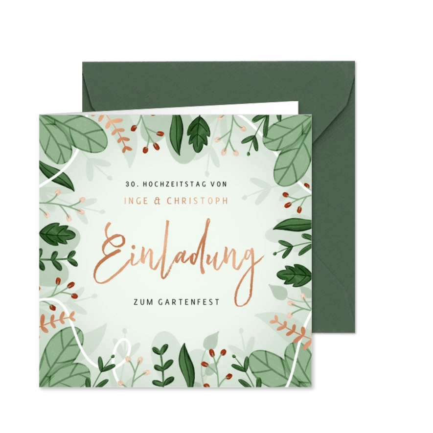 Einladung Jubiläumsfeier Hochzeitstag botanisch - Karteneindruck
