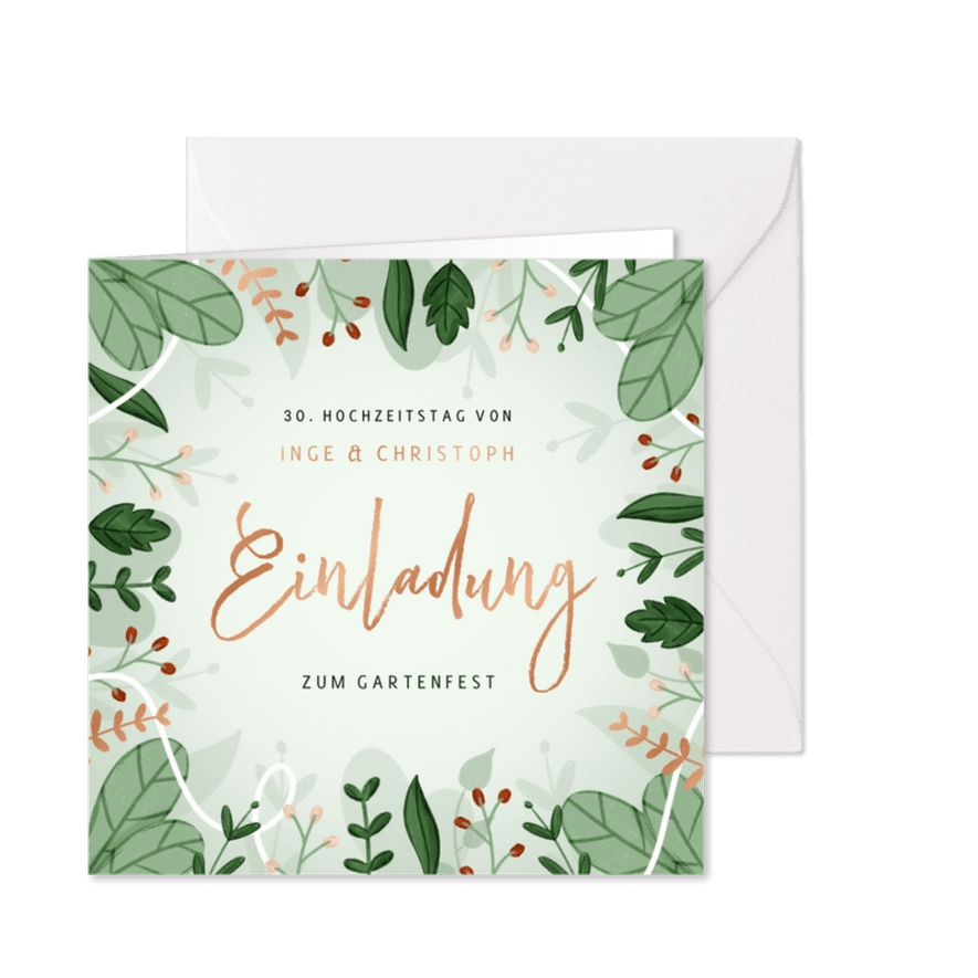 Einladung Jubiläumsfeier Hochzeitstag botanisch - Karteneindruck
