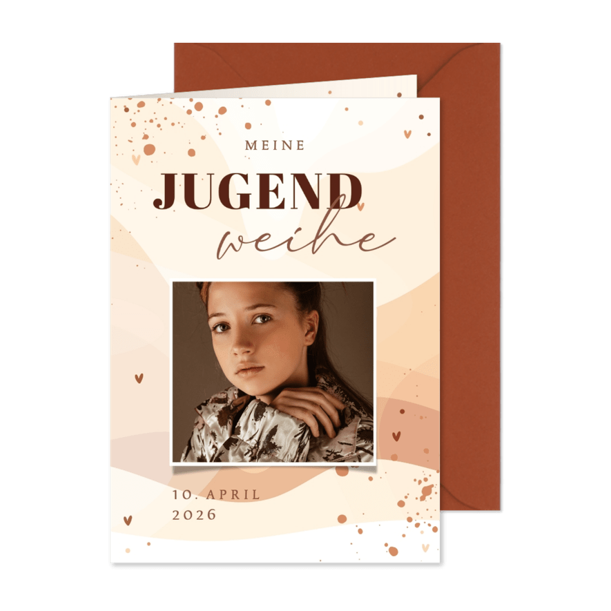 Einladung Jugendweihe mit Foto grafisch - Karteneindruck

