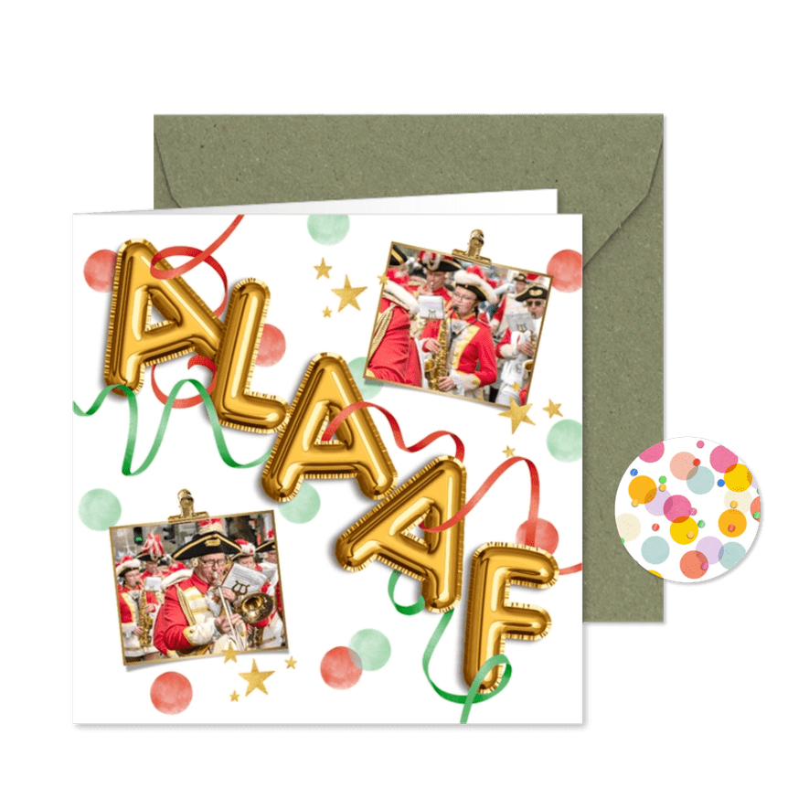 Einladung Karnevalsfeier Fotocollage 'Alaaf' - Karteneindruck
