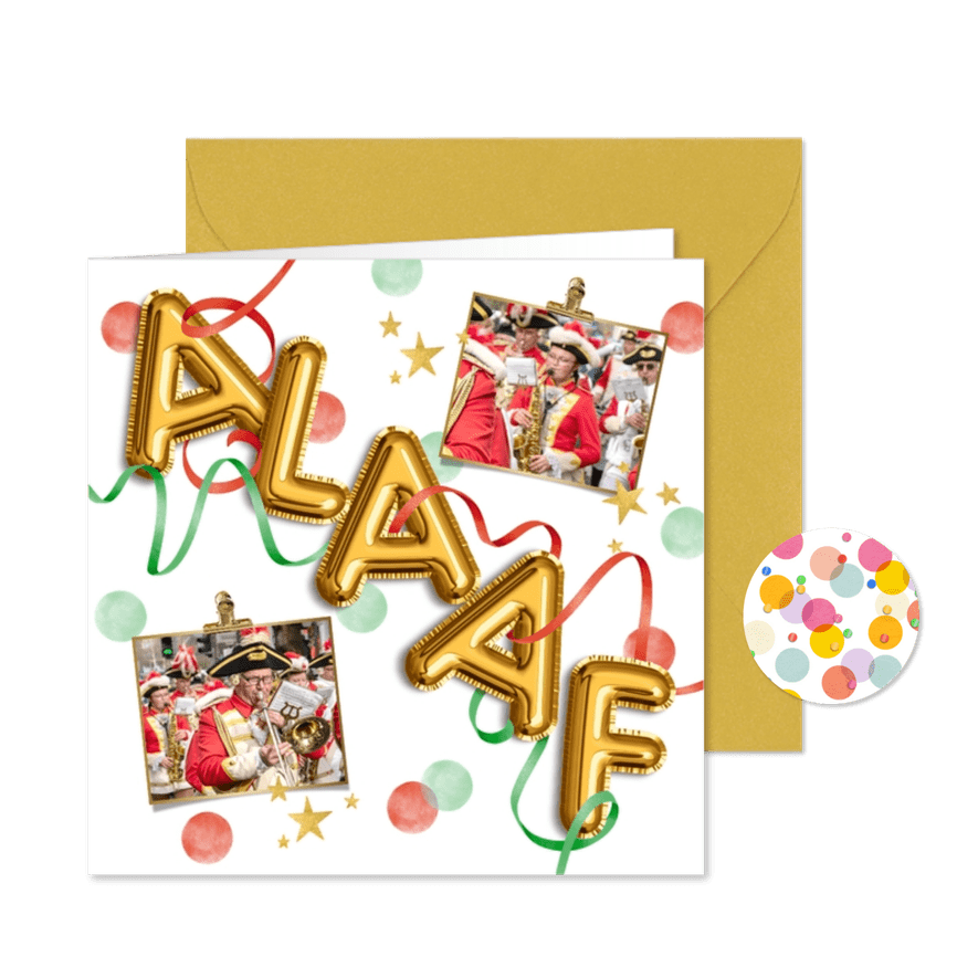 Einladung Karnevalsfeier Fotocollage 'Alaaf' - Kartenvorschau