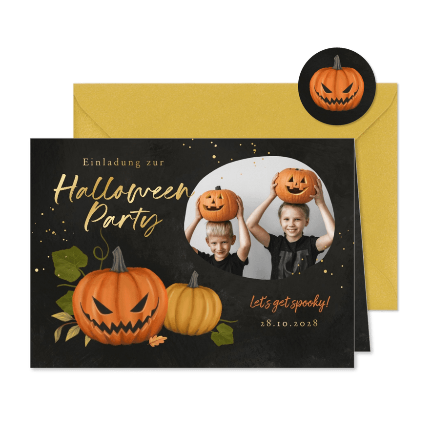 Einladung Kindergeburtstag Halloweenparty - Karteneindruck
