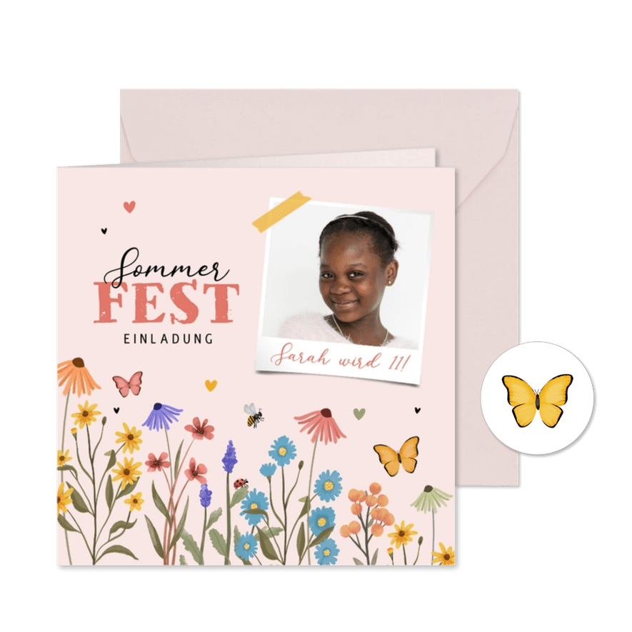 Einladung Kindergeburtstag Sommerfest 11 Jahre - Karteneindruck