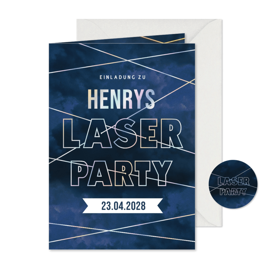 Einladung Kindergeburtstag zur Laserparty  - Kartenvorschau
