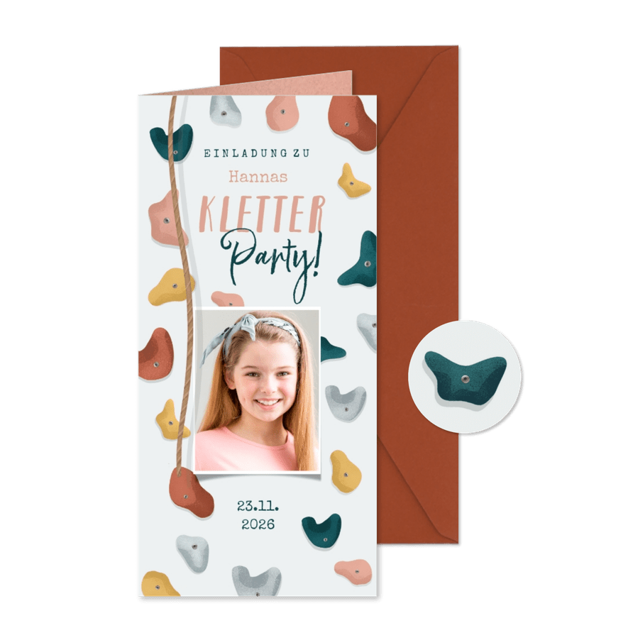 Einladung Kletterparty mit Foto - Karteneindruck
